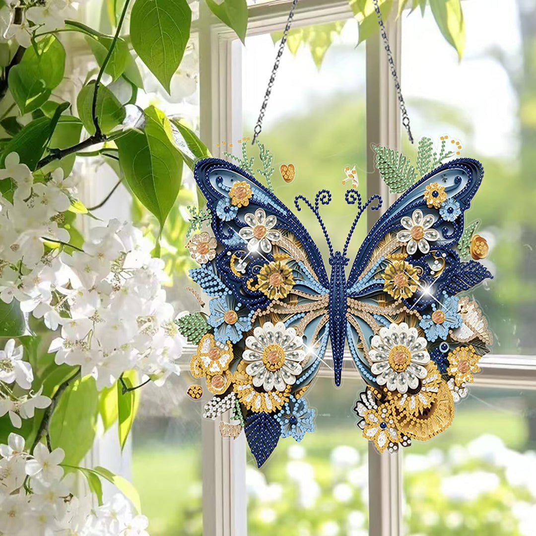 Art 5D Diamond Art Kits for Adults, Butterflies Diamond Hanging Ornament Kits for Windows, DIY Special Shaped Diamond Dot Kits, Crystal Window Hanging Pendant Ornament 2PCS(Butterflies) - Just Closeouts Canada Inc.