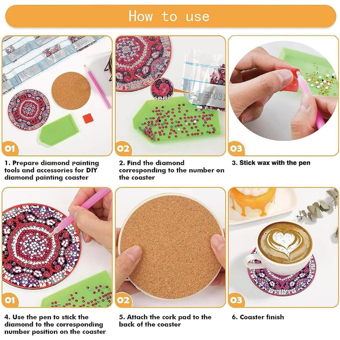 Art Diamond Painting Coasters with Holder for Adults DIY Diamond Art Kits for Beginners Adults Handicrafts Coaster Art with Stands 8 PCS (Plant) - Just Closeouts Canada Inc.