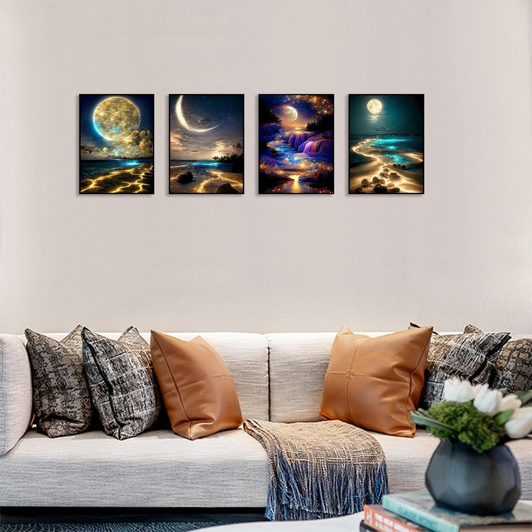 Art Moon Diamond Painting Kits for Adults, 5D Diamond Art Kits for Beginners, DIY Arts and Crafts for Living Room, Kids Room 4 PCS Wall Art - Just Closeouts Canada Inc.