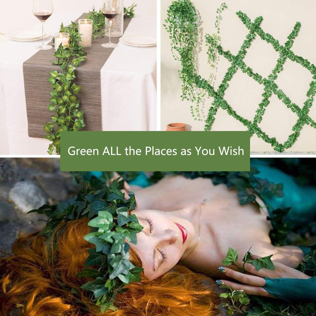 Artificial Ivy Vine Garlands – Green, 168 ft Total, 24-Pack - Just Closeouts Canada Inc.