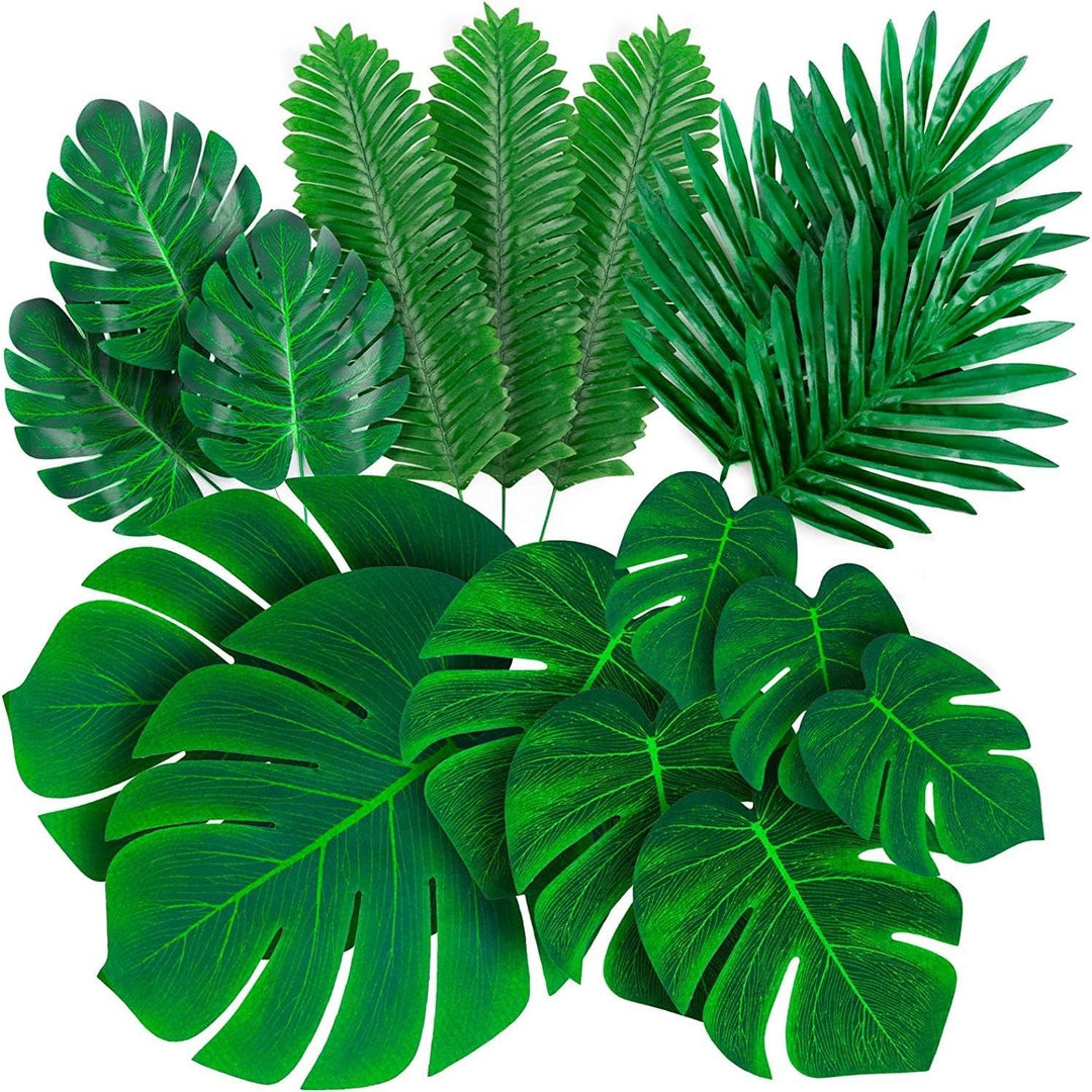Artificial Tropical Palm & Monstera Leaves – Green, 84 Pieces - Just Closeouts Canada Inc.