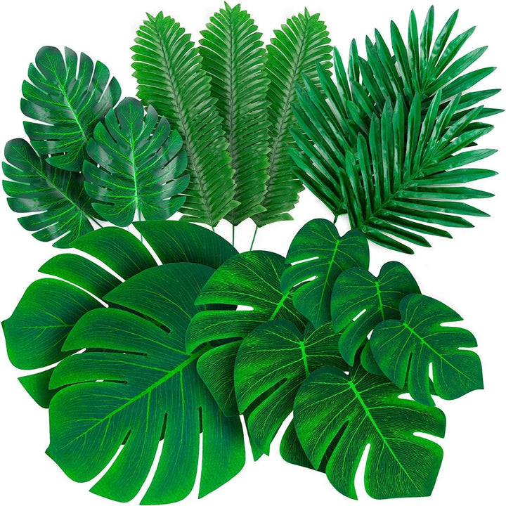 Artificial Tropical Palm & Monstera Leaves – Green, 84 Pieces - Just Closeouts Canada Inc.