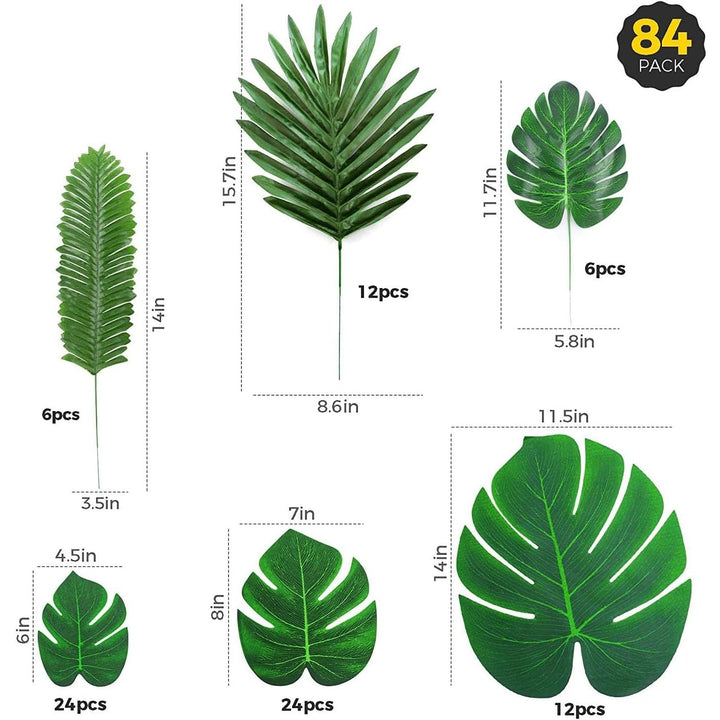 Artificial Tropical Palm & Monstera Leaves – Green, 84 Pieces - Just Closeouts Canada Inc.