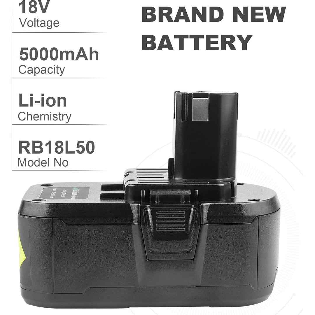 ARyee 18V 5000mAh Batterry Lithium Ion Replacement Battery for Ryobi P102 P103 P104 P105 P107 P108 P109 BPL - 1815 BPL - 1820G BPL1820 BPL18151 Cordless Power Tools - Just Closeouts Canada Inc.