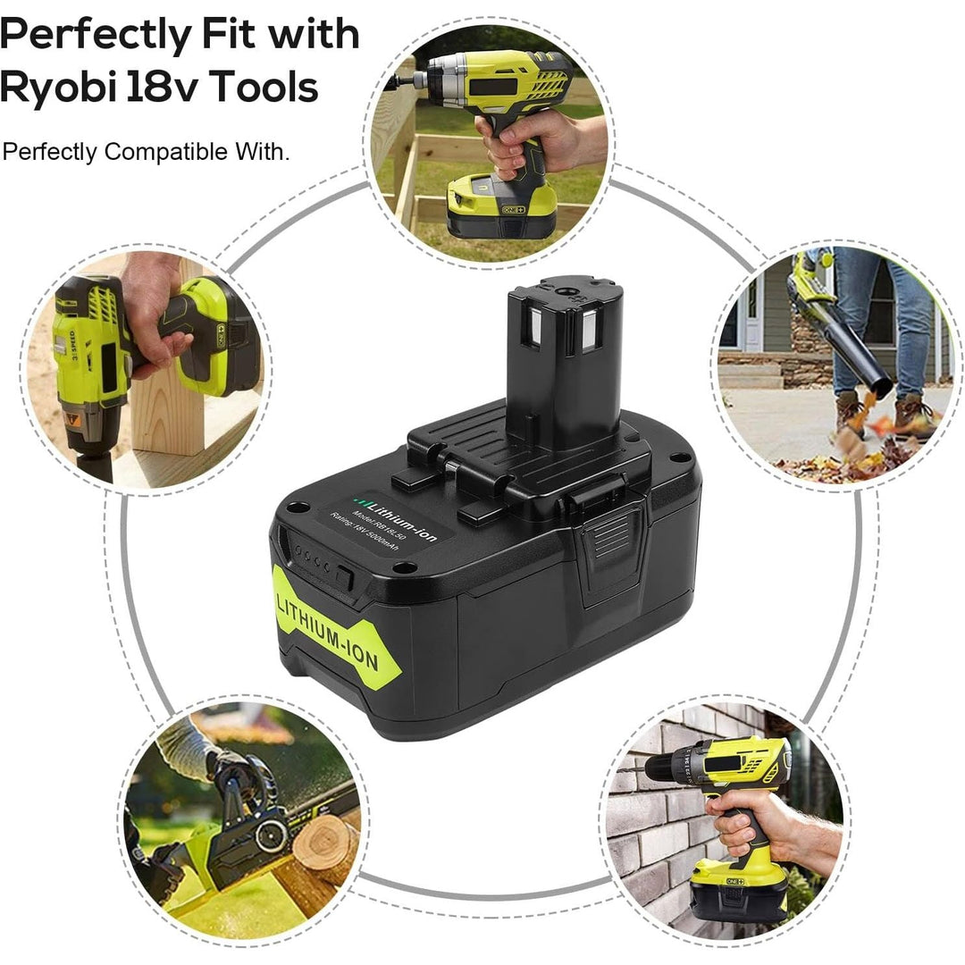 ARyee 18V 5000mAh Batterry Lithium Ion Replacement Battery for Ryobi P102 P103 P104 P105 P107 P108 P109 BPL - 1815 BPL - 1820G BPL1820 BPL18151 Cordless Power Tools - Just Closeouts Canada Inc.