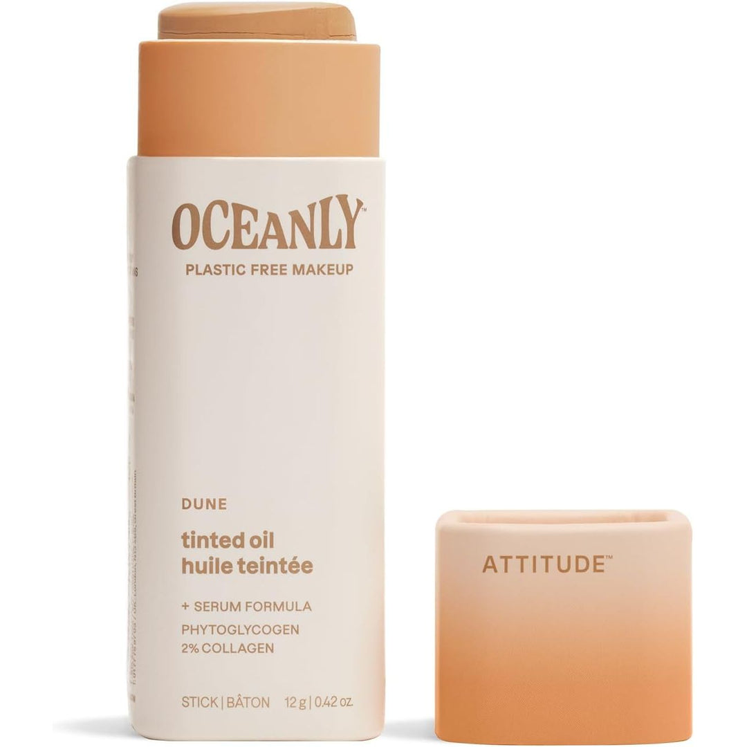 ATTITUDE Oceanly Light Coverage Face Tinted Oil Stick, EWG Verified, Titanium Dioxide-Free, Vegan Tinted Moisturizer, Plastic-Free, Dune, 12g - Just Closeouts Canada Inc.626232161526