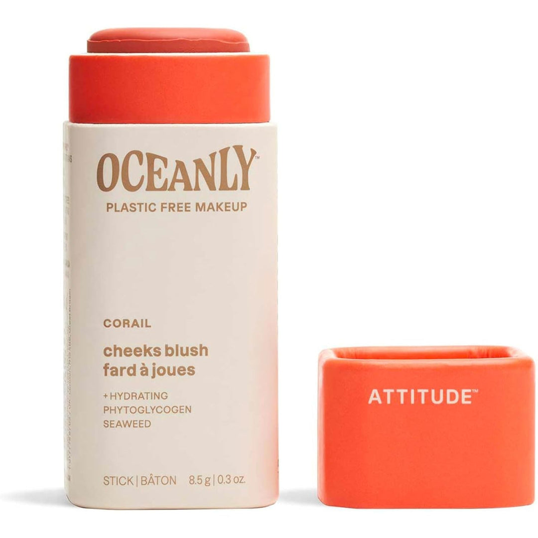 ATTITUDE Oceanly Lightweight Blush Stick, Titanium Dioxide-Free, EWG Verified, Plastic-Free, Vegan Makeup, Corail, 8.5g - Just Closeouts Canada Inc.626232161236
