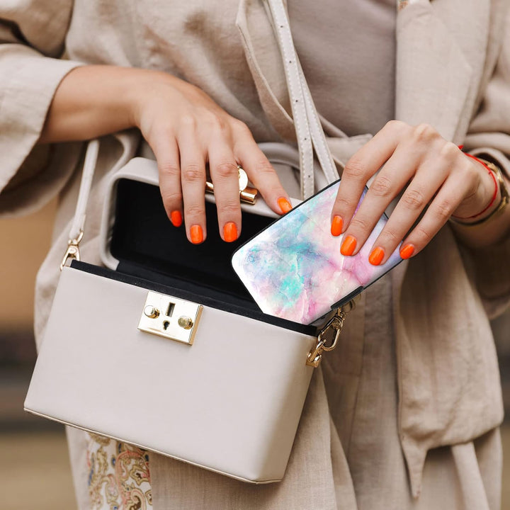 Atufsuat Credit Card Holder, Mini Aluminum Card Wallet RFID Blocking Slim Metal Hard Card Case for Women Men, Colorful Marble - Just Closeouts Canada Inc.
