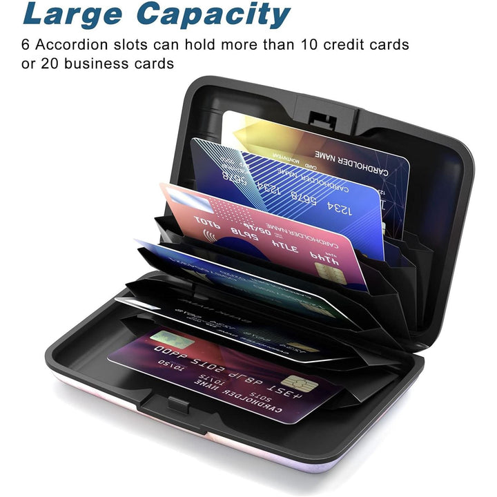 Atufsuat Credit Card Holder, Mini Aluminum Card Wallet RFID Blocking Slim Metal Hard Card Case for Women Men, Colorful Marble - Just Closeouts Canada Inc.