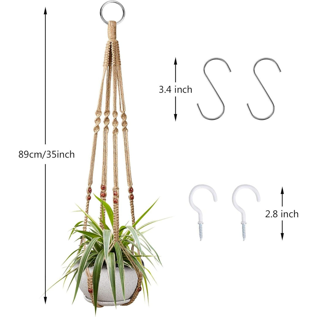 Augshy 2 Pcs Plant Hangers Hanging Plant Holder for Indoor Outdoor Decor Macrame Hanging Planter Basket with 4 Hooks(35 Inch) - Just Closeouts Canada Inc.