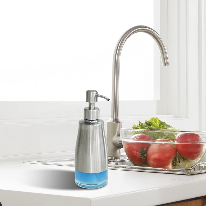 AUMIO Soap Dispenser, Dish Soap Dispenser Stainless Steel Glass Bottle, Soap Dispenser for Bathroom Refillable Dish Soap Dispenser for Kitchen Liquid Hand Soap Dispenser for Bathroom(10 OZ./ 300ML) 15 - Just Closeouts Canada Inc.
