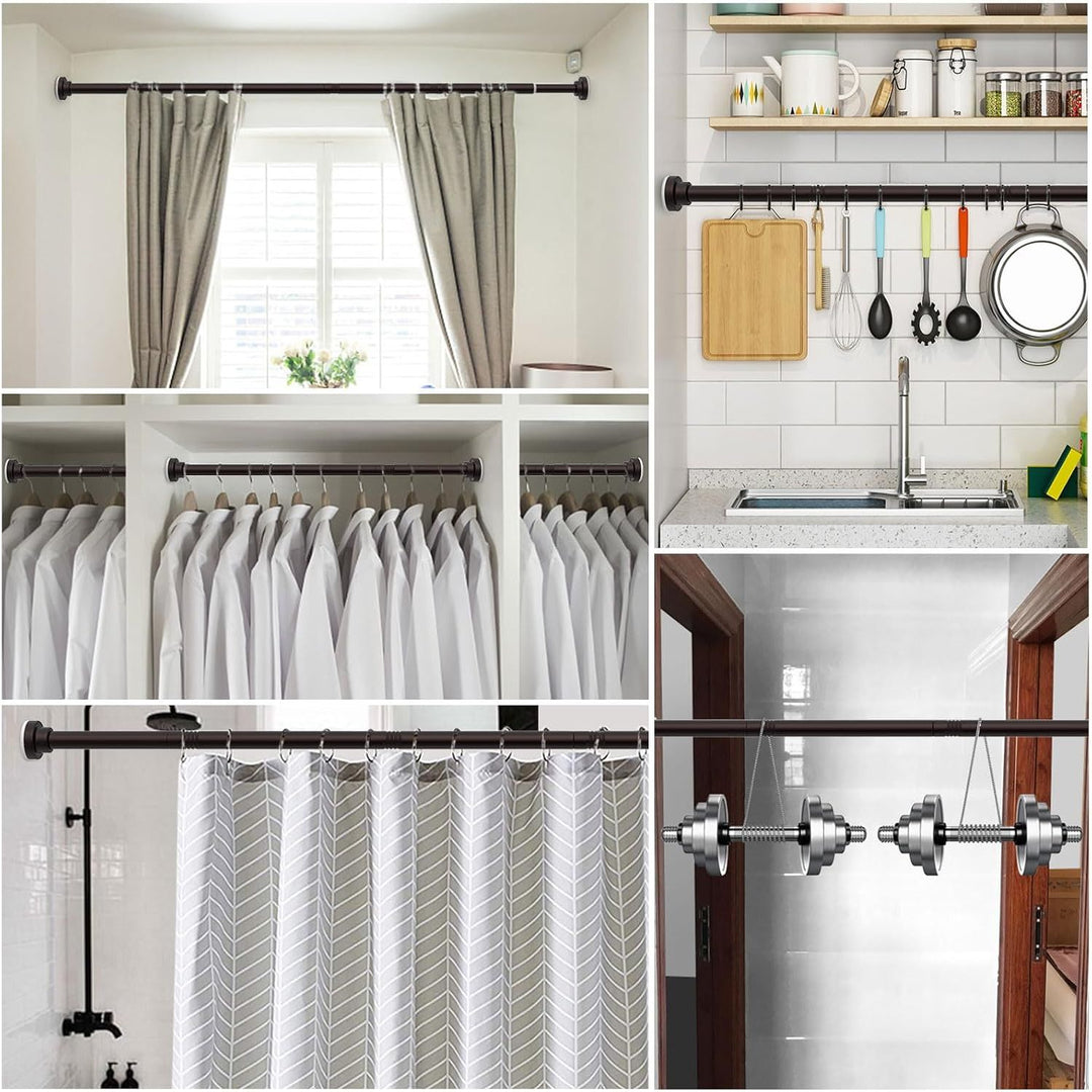 Ausemku Shower Curtain Rod Tension - 26 - 76 Inch Never Rust Non - Slip Spring Tension Curtain Rod No Drilling Stainless Steel Curtain Rod Use Bathroom Kitchen?Brown? - Just Closeouts Canada Inc.