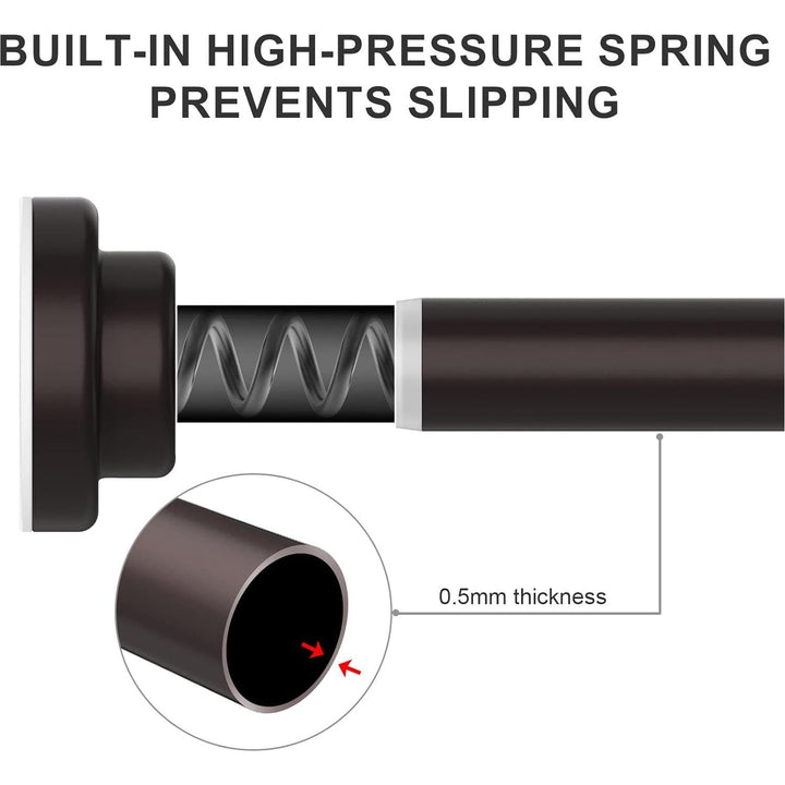 Ausemku Shower Curtain Rod Tension - 26 - 76 Inch Never Rust Non - Slip Spring Tension Curtain Rod No Drilling Stainless Steel Curtain Rod Use Bathroom Kitchen?Brown? - Just Closeouts Canada Inc.