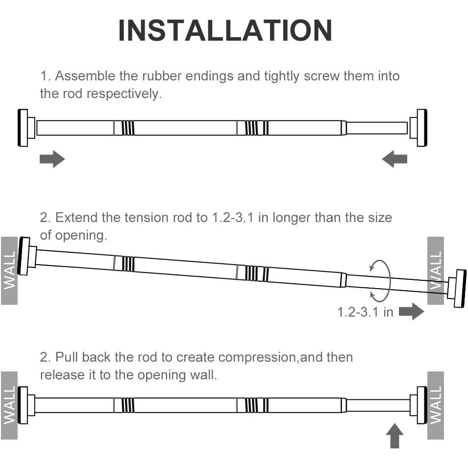 Ausemku Shower Curtain Rod Tension - 26 - 76 Inch Never Rust Non - Slip Spring Tension Curtain Rod No Drilling Stainless Steel Curtain Rod Use Bathroom Kitchen?Brown? - Just Closeouts Canada Inc.