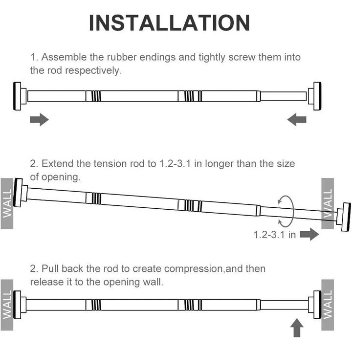 Ausemku Shower Curtain Rod Tension - 26 - 76 Inch Never Rust Non - Slip Spring Tension Curtain Rod No Drilling Stainless Steel Curtain Rod Use Bathroom Kitchen?Brown? - Just Closeouts Canada Inc.