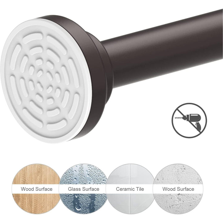 Ausemku Shower Curtain Rod Tension - 26 - 76 Inch Never Rust Non - Slip Spring Tension Curtain Rod No Drilling Stainless Steel Curtain Rod Use Bathroom Kitchen?Brown? - Just Closeouts Canada Inc.