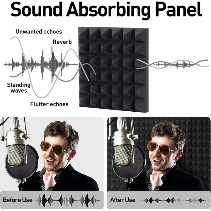 Auslet Sound Proof Panels with Self - Adhesive, 12" X 12" X 2" Wedge Acoustic Foam 36 Pack High Density Soundproof Wall Panels Sound Absorbing Panel Studio Foam for Home Office - Just Closeouts Canada Inc.