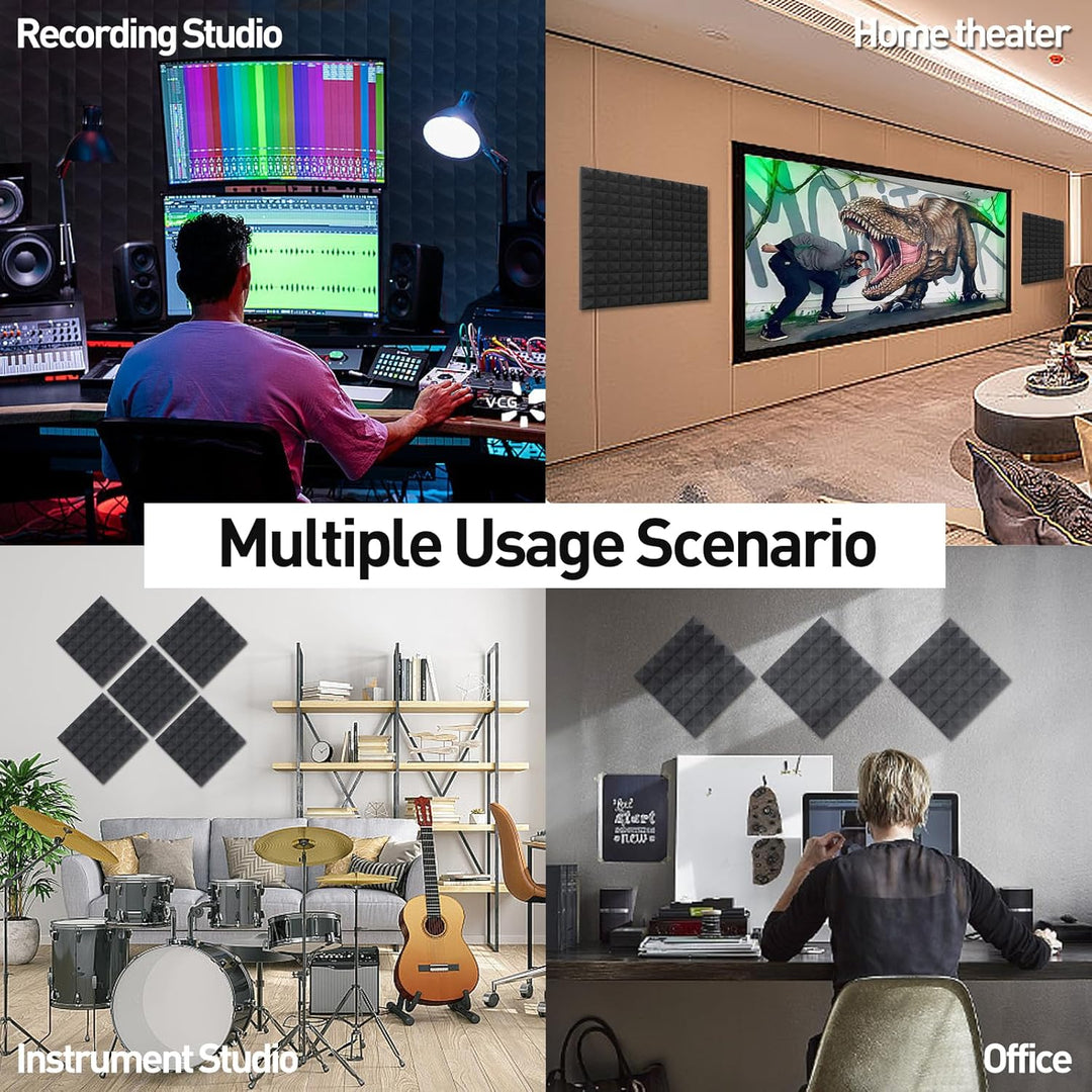 Auslet Sound Proof Panels with Self - Adhesive, 12" X 12" X 2" Wedge Acoustic Foam 36 Pack High Density Soundproof Wall Panels Sound Absorbing Panel Studio Foam for Home Office - Just Closeouts Canada Inc.