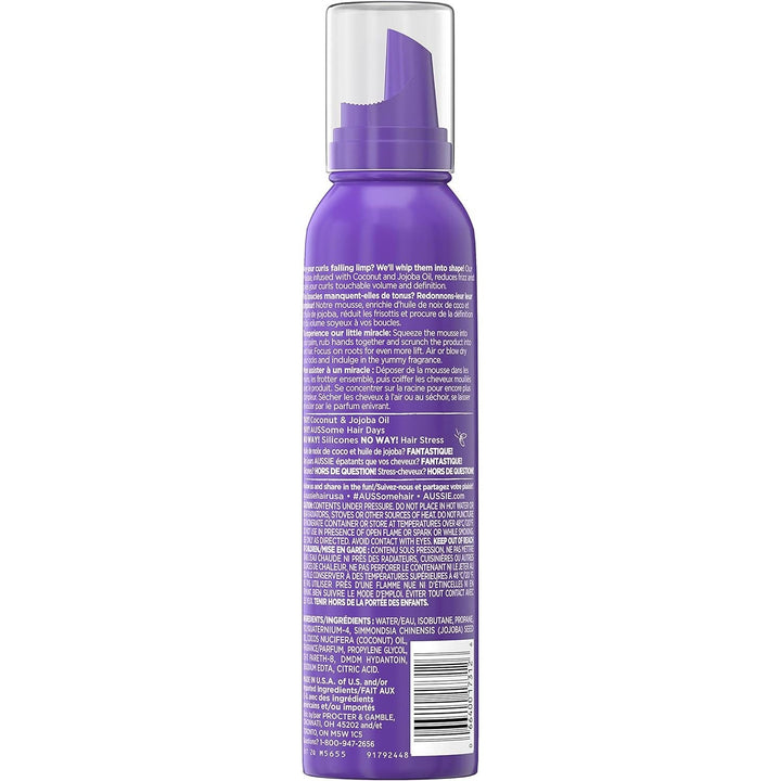 Aussie Miracle Curls Styling Mousse With Coconut & Jojoba Oil, 170g - Just Closeouts Canada Inc.