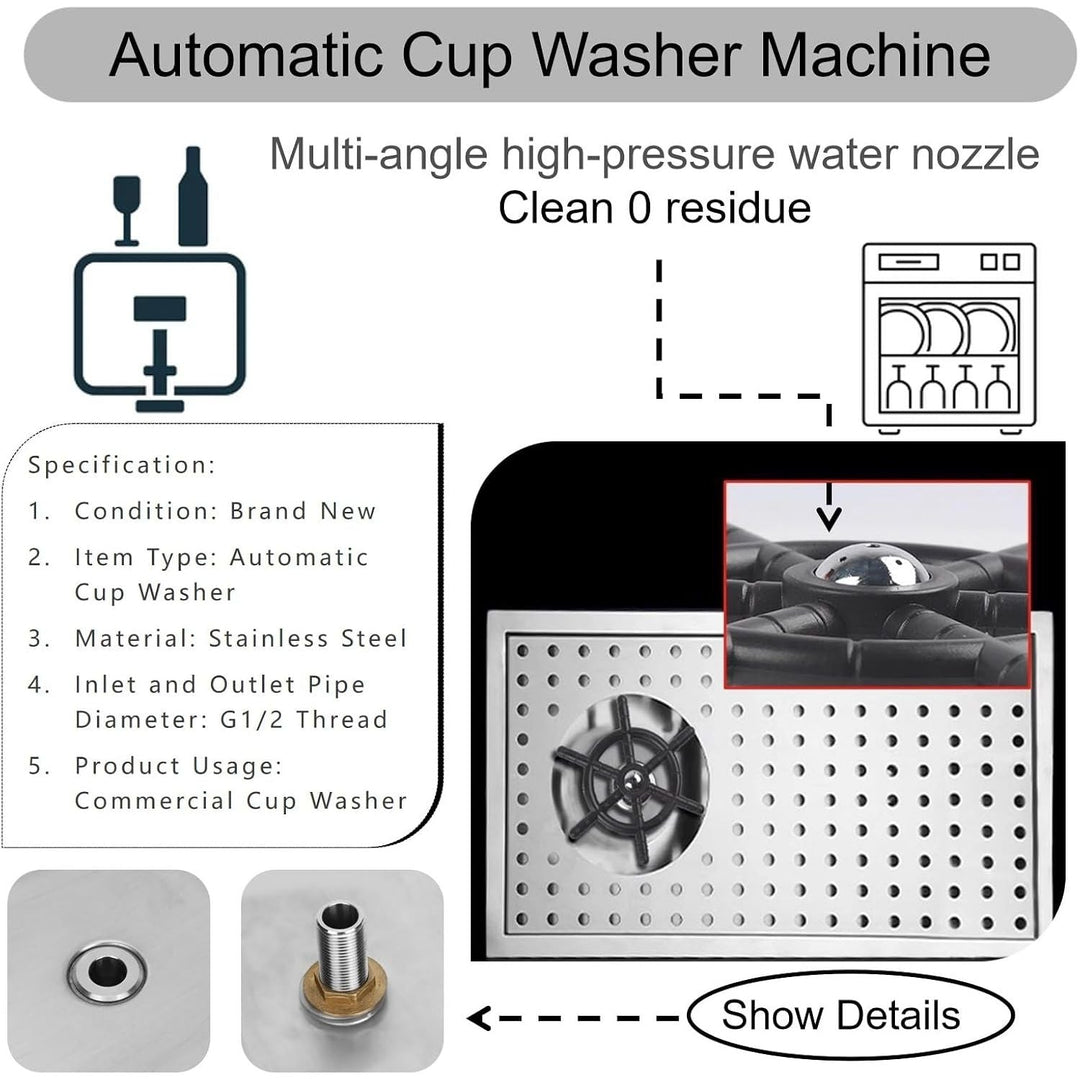 Automatic Cup Washer Cleaner, Bar Glass Rinse Automatic G1/2 Stainless Steel Cup Washer Cleaner Steaming Pitcher Rinser Cup Rinser for Sink for Home, Kitchen Sink Accessories,Restaurant(Medium) - Just Closeouts Canada Inc.X003W2UJK5