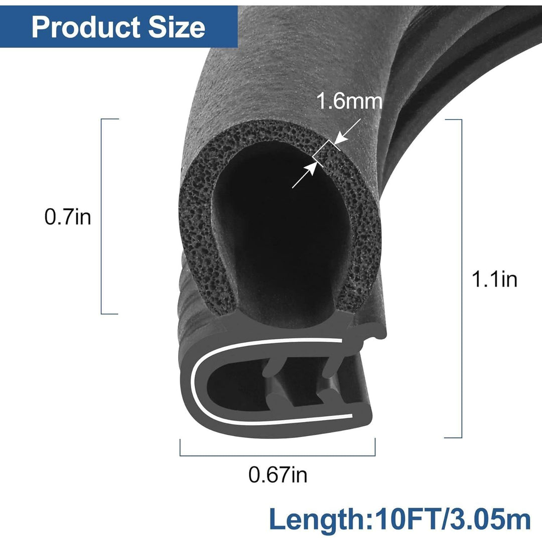 Automotive Door Weather Stripping 25Ft/7.62m Car Door Rubber Edge Trim Seal Strip Gasket with Side Bulb for Car Bus Camper Boat RV Truck Doors - Just Closeouts Canada Inc.
