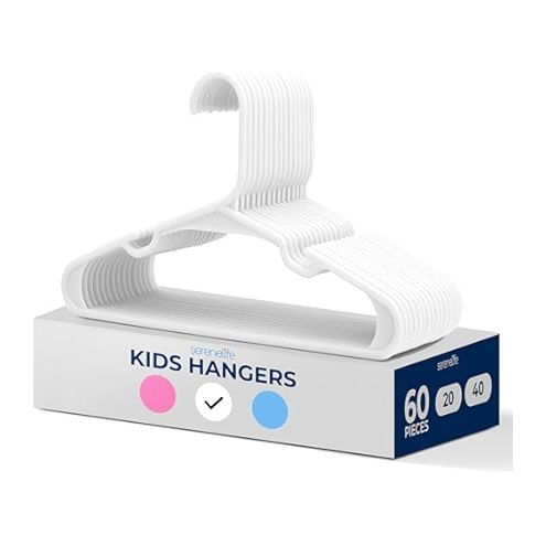 Baby Clothes Hangers 11.5" Baby Clothes Hangers Plastic White Kids Children's Clothes Hangers Infant Hangers Toddler Hangers (White, 60 Pack) - Just Closeouts Canada Inc.X003S6SN0N