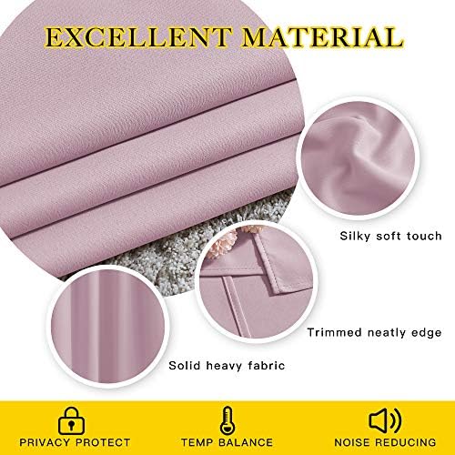 Baby Pink Blackout Grommet Curtains, 52 x 84 in, Set of 2 - Just Closeouts Canada Inc.