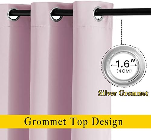 Baby Pink Blackout Grommet Curtains, 52 x 84 in, Set of 2 - Just Closeouts Canada Inc.