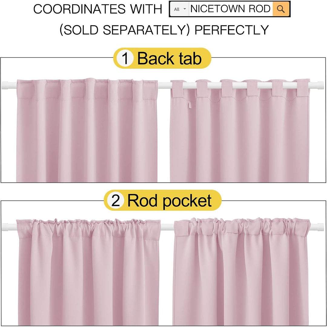 Baby Pink Room Darkening Back-Tab Curtains, 52 x 84 in, Set of 2 - Just Closeouts Canada Inc.