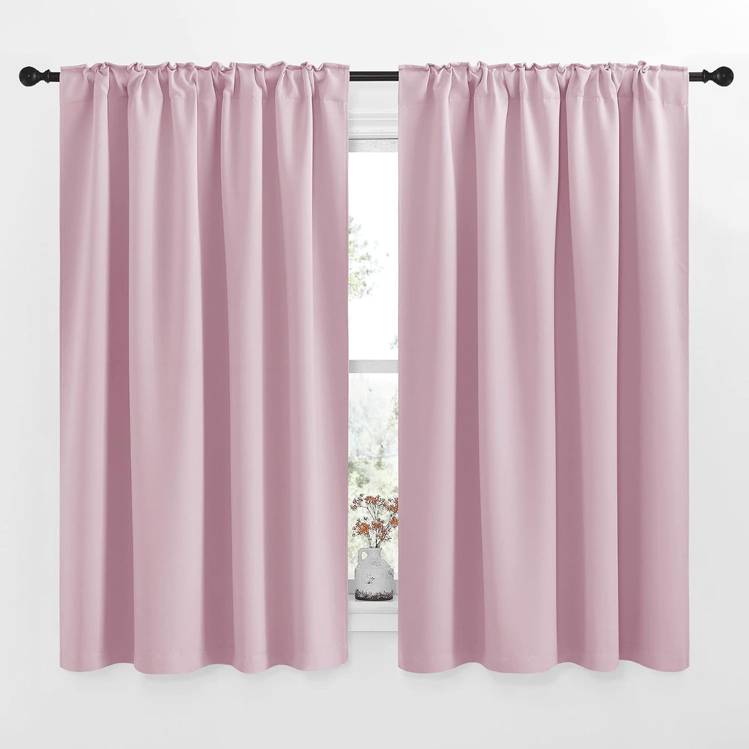Baby Pink Room-Darkening Back-Tab & Rod-Pocket Curtains, 52 x 63 in, 2 Panels - Just Closeouts Canada Inc.