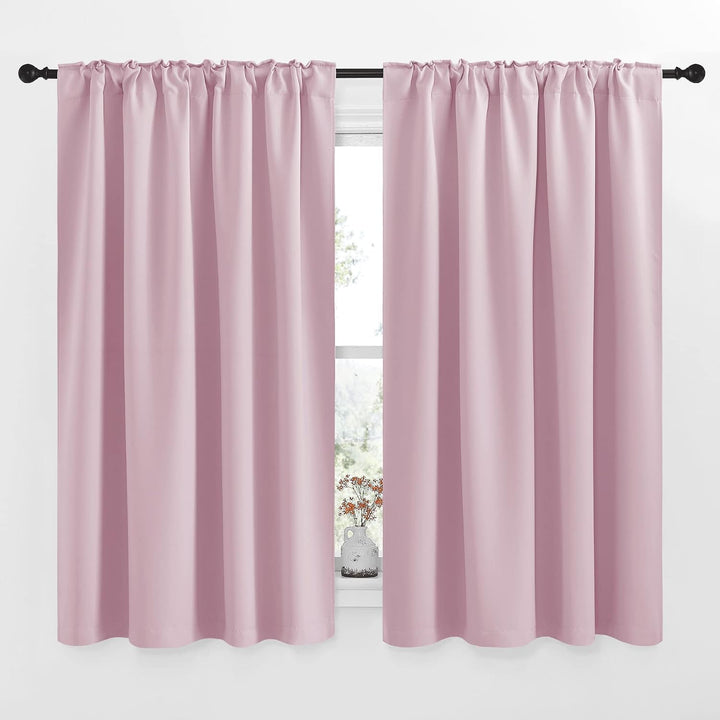 Baby Pink Room-Darkening Back-Tab & Rod-Pocket Curtains, 52 x 63 in, 2 Panels - Just Closeouts Canada Inc.