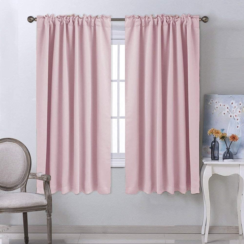 Baby Pink Room-Darkening Back-Tab & Rod-Pocket Curtains, 52 x 63 in, 2 Panels - Just Closeouts Canada Inc.