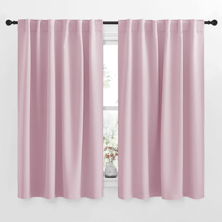 Baby Pink Room-Darkening Back-Tab & Rod-Pocket Curtains, 52 x 63 in, 2 Panels - Just Closeouts Canada Inc.