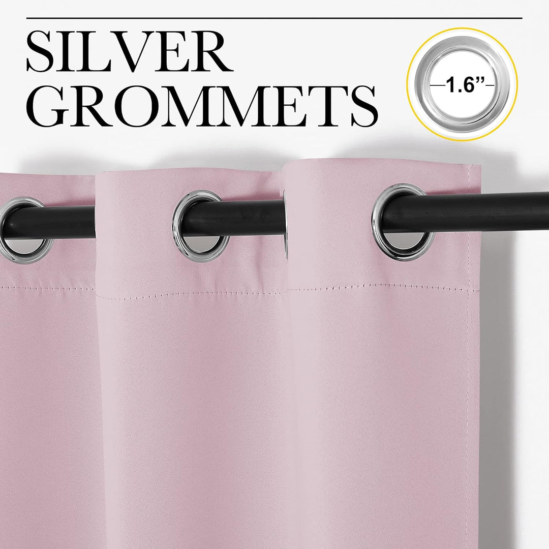 Baby Pink Room-Darkening Grommet Curtains, 42 x 63 in, 2 Panels - Just Closeouts Canada Inc.