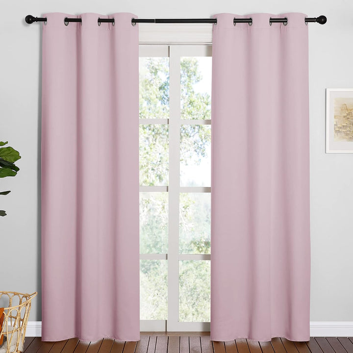Baby Pink Room-Darkening Grommet Curtains, 42 x 84 in, 2 Panels - Just Closeouts Canada Inc.