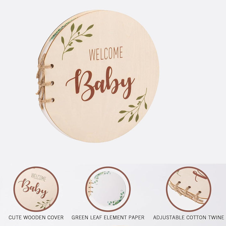 Baby Shower Guest Book, Baby Shower Sign in Round Guest Book with Watercolor Design, Baby Shower Guest Book Alternatives Girl Boy, Wood Guestbook Keepsake Gift for New Parents - Just Closeouts Canada Inc.
