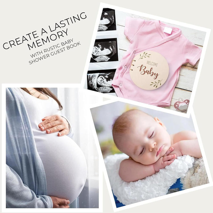 Baby Shower Guest Book, Baby Shower Sign in Round Guest Book with Watercolor Design, Baby Shower Guest Book Alternatives Girl Boy, Wood Guestbook Keepsake Gift for New Parents - Just Closeouts Canada Inc.