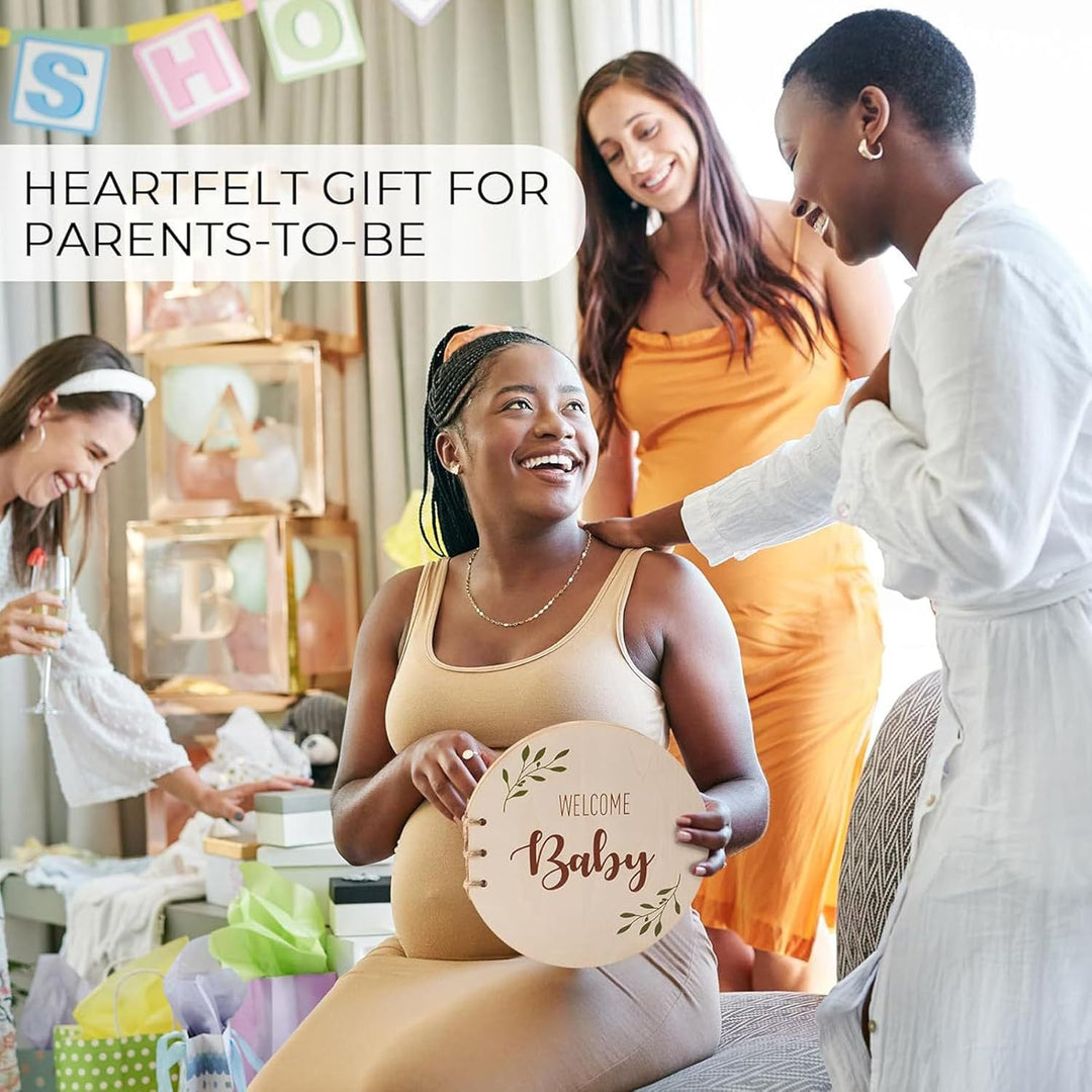 Baby Shower Guest Book, Baby Shower Sign in Round Guest Book with Watercolor Design, Baby Shower Guest Book Alternatives Girl Boy, Wood Guestbook Keepsake Gift for New Parents - Just Closeouts Canada Inc.