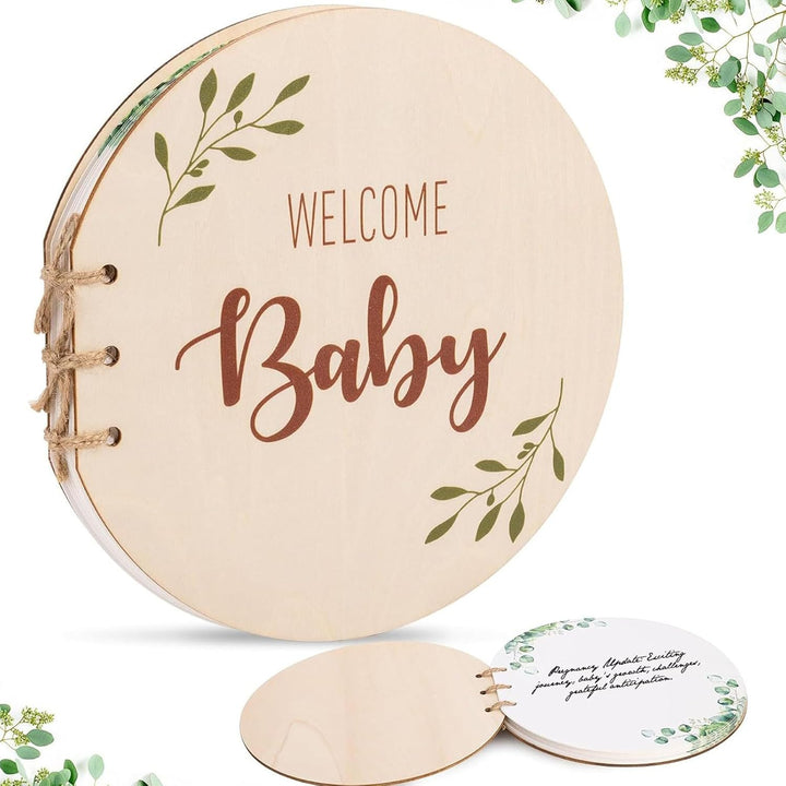 Baby Shower Guest Book, Baby Shower Sign in Round Guest Book with Watercolor Design, Baby Shower Guest Book Alternatives Girl Boy, Wood Guestbook Keepsake Gift for New Parents - Just Closeouts Canada Inc.