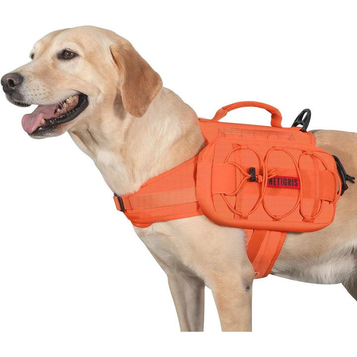 Backpack for Dogs to Wear Pet Back Pack with Padded Handle and Leash Attachment Point for Dog with 17" - 23.5" Neck Girth and 25" - 31" Chest (Orange, Large) - Just Closeouts Canada Inc.