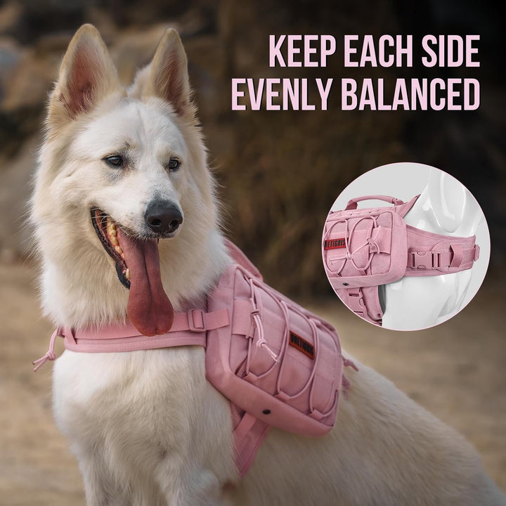 Backpack for Dogs to Wear Pet Back Pack with Padded Handle and Leash Attachment Point for Dog with 17"-23.5" Neck Girth and 25"-31" Chest (Pink, Large) - Just Closeouts Canada Inc.