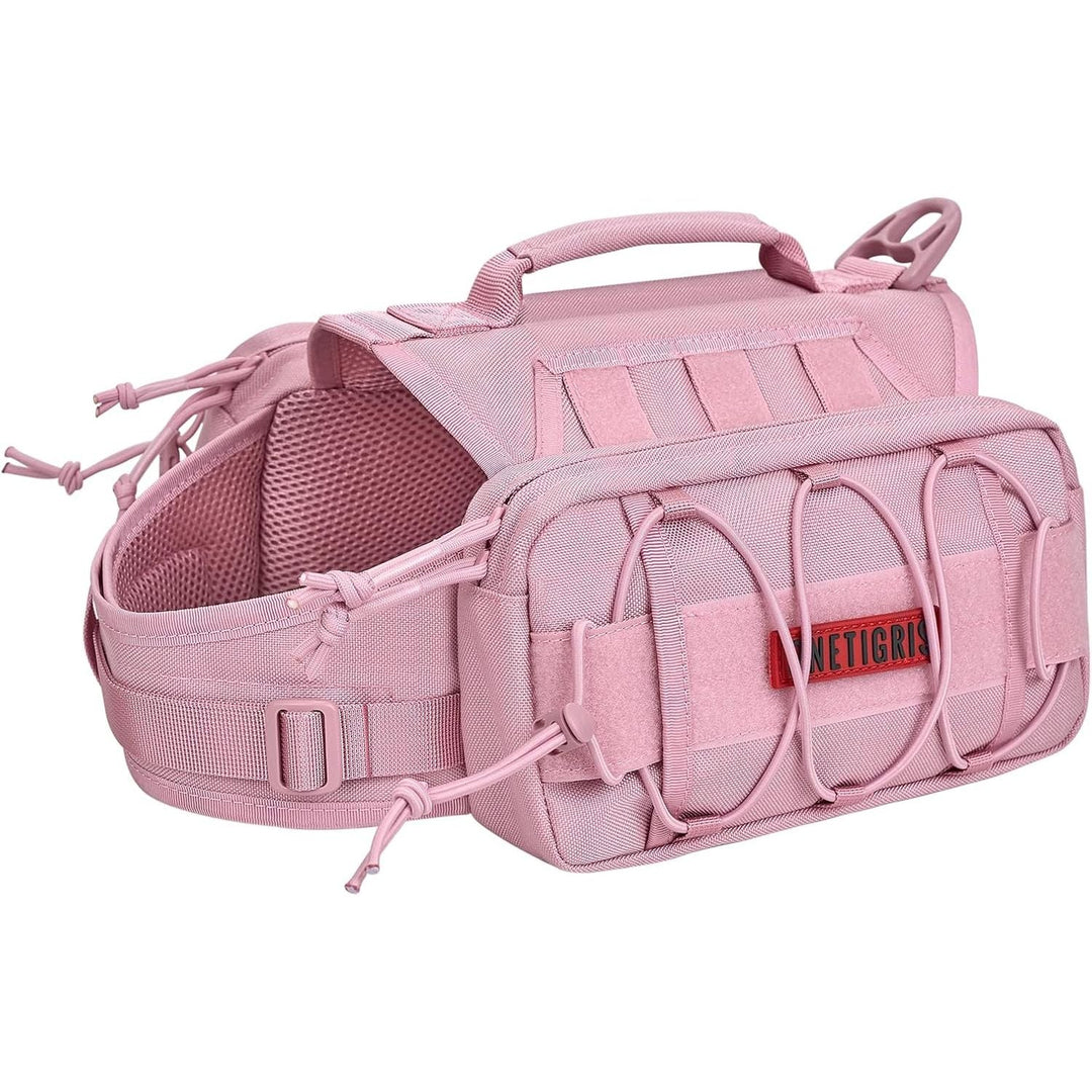 Backpack for Dogs to Wear Pet Back Pack with Padded Handle and Leash Attachment Point for Dog with 17" - 23.5" Neck Girth and 25" - 31" Chest (Pink, Medium) - Just Closeouts Canada Inc.