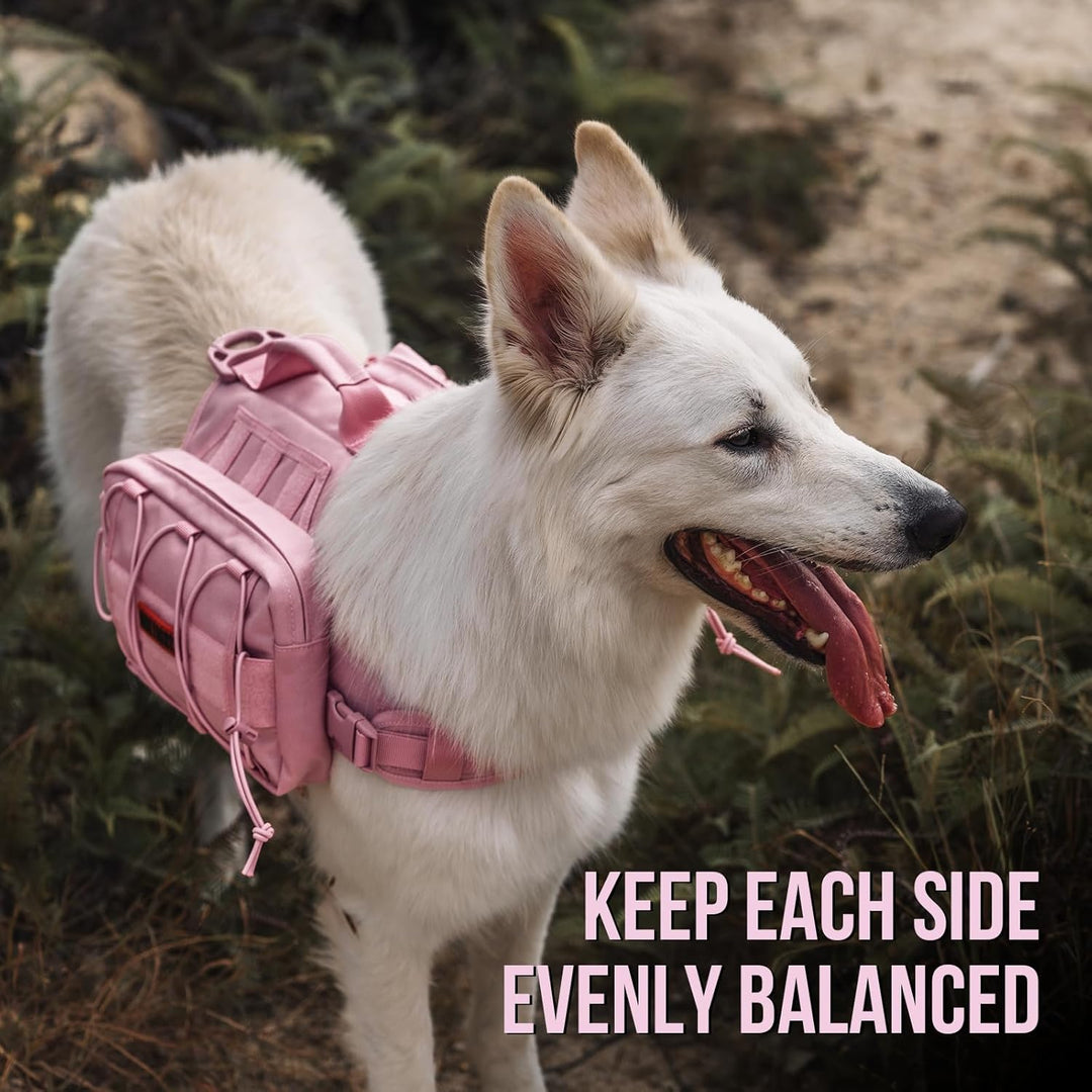 Backpack for Dogs to Wear Pet Back Pack with Padded Handle and Leash Attachment Point for Dog with 17" - 23.5" Neck Girth and 25" - 31" Chest (Pink, Medium) - Just Closeouts Canada Inc.