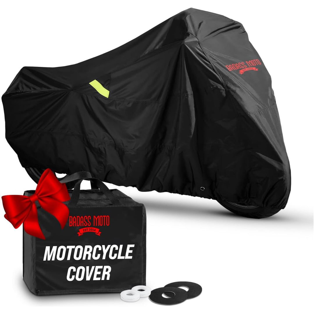 Badass Moto Ultimate Waterproof Motorcycle Cover - Outdoor Storage Motorcycle Covers for Harleys, Street or Sport Bike Cover Waterproof Outdoor, Taped Seams, Heat Shield, Vents, Reflective - X - Large - Just Closeouts Canada Inc.