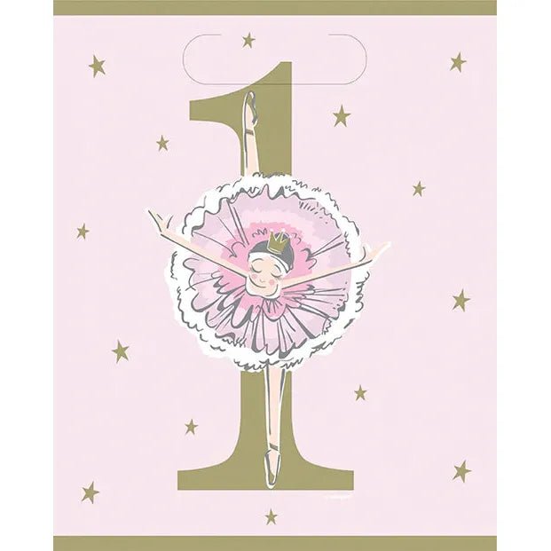 Ballerina Pink And Gold First Birthday Loot Bags, 8ct - Just Closeouts Canada Inc.011179759439