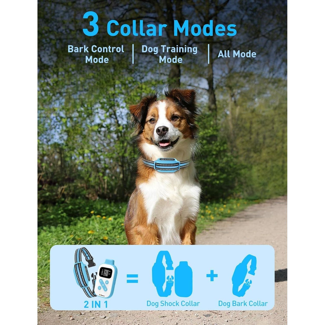 Bark Collar with Remote, 2 - in - 1 Bark and Shock Collar for Small Medium Large Dogs, Smart Anti Barking Dog Training Collar with 5 Adjustable Sensitivity, Vibration, Beep, Shock and Automatic, 2 Collars - Pink - Just Closeouts Canada Inc.