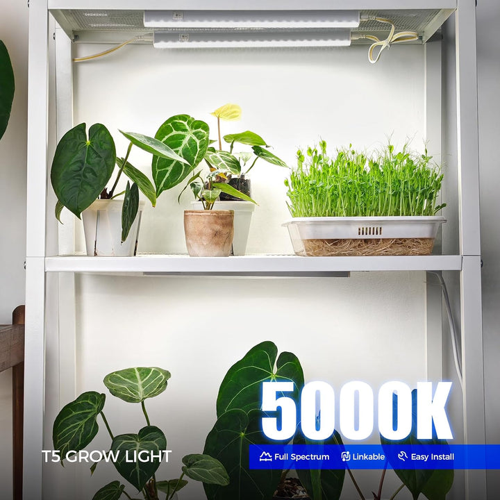 Barrina Grow Lights for Indoor Plants, 5000K White Full Spectrum Grow Light, 1ft Plant Growing Lamp, T5 Grow Light Strip, Plug and Play, 4 - Pack - Just Closeouts Canada Inc.