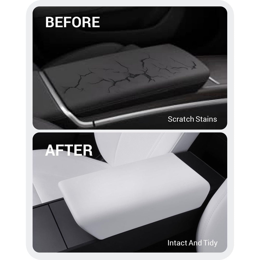 BASENOR Upgrade Center Console Cover for 2024 2025 Tesla Model 3 Refresh Highland TPU Armrest Cover Non - Slip Arm Rest Protector Model 3 Interior Accessories White - Just Closeouts Canada Inc.