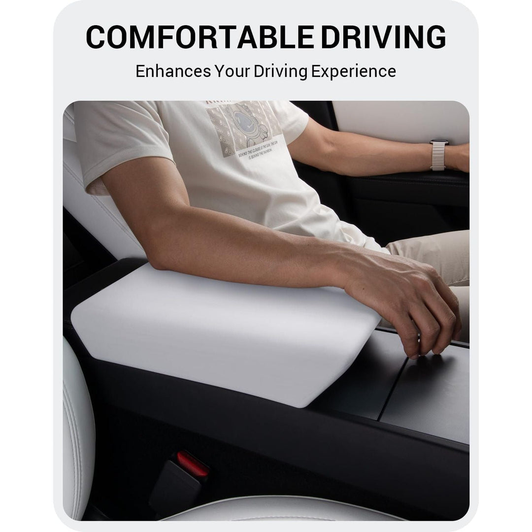 BASENOR Upgrade Center Console Cover for 2024 2025 Tesla Model 3 Refresh Highland TPU Armrest Cover Non - Slip Arm Rest Protector Model 3 Interior Accessories White - Just Closeouts Canada Inc.