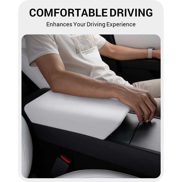 BASENOR Upgrade Center Console Cover for 2024 2025 Tesla Model 3 Refresh Highland TPU Armrest Cover Non - Slip Arm Rest Protector Model 3 Interior Accessories White - Just Closeouts Canada Inc.